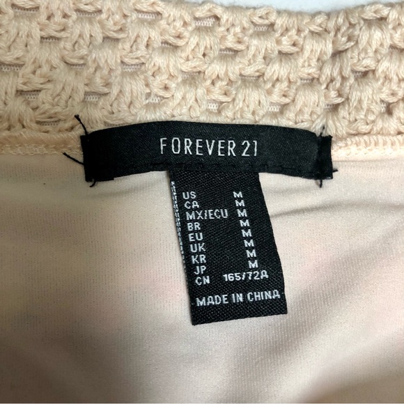 Forever 21 F21 Crochet Multicolor Pastel Knit Skirt Pink Cream Purple Orange Med - Picture 4 of 9